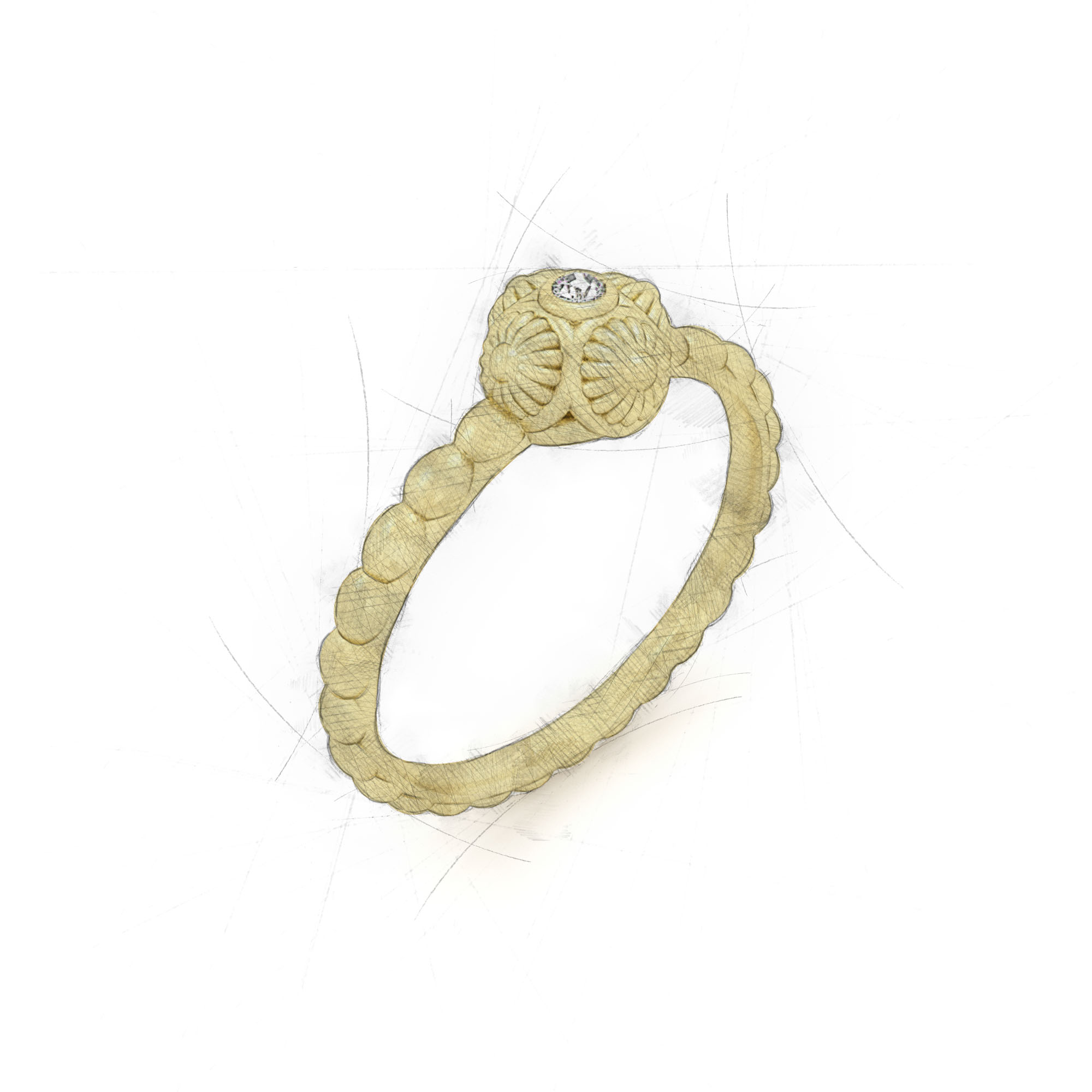 Einzigartiger Ring von Filiotti mit Brillant in der Fassung