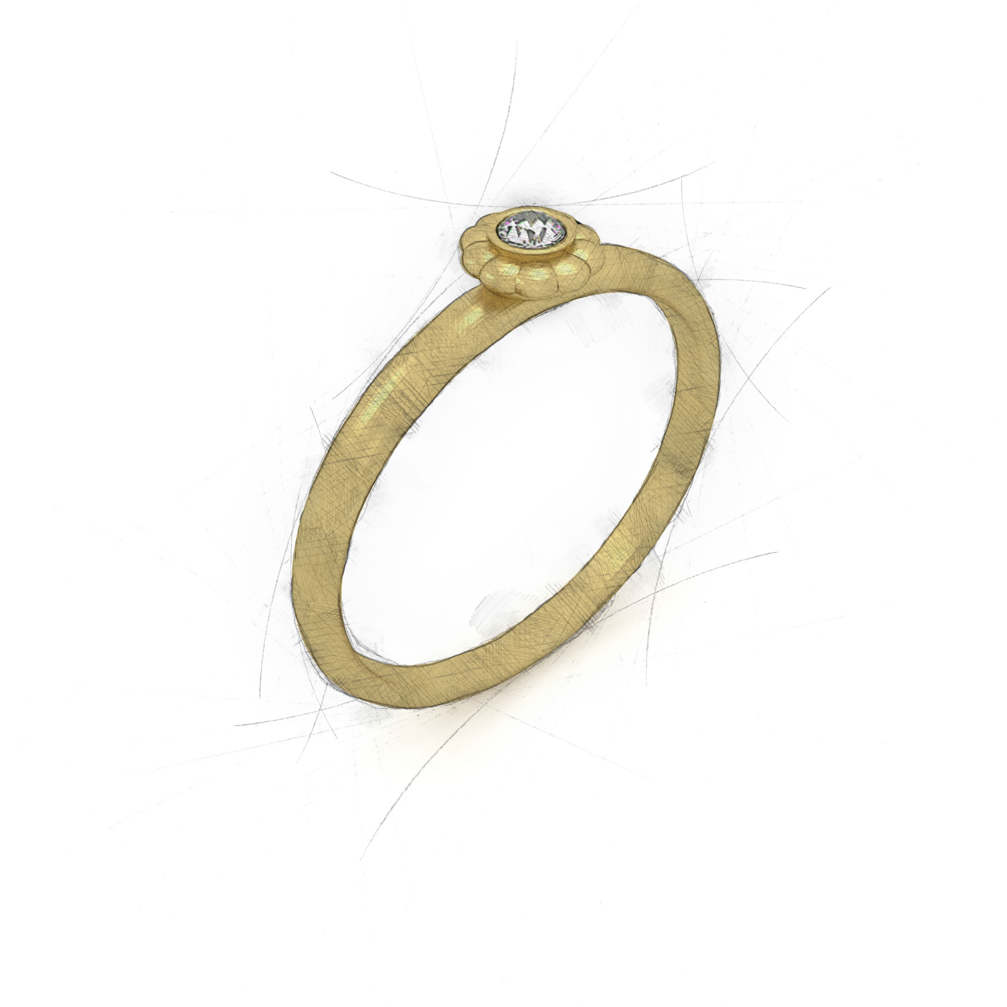 Ring mit Diamant aus Waschgold von Filiotti