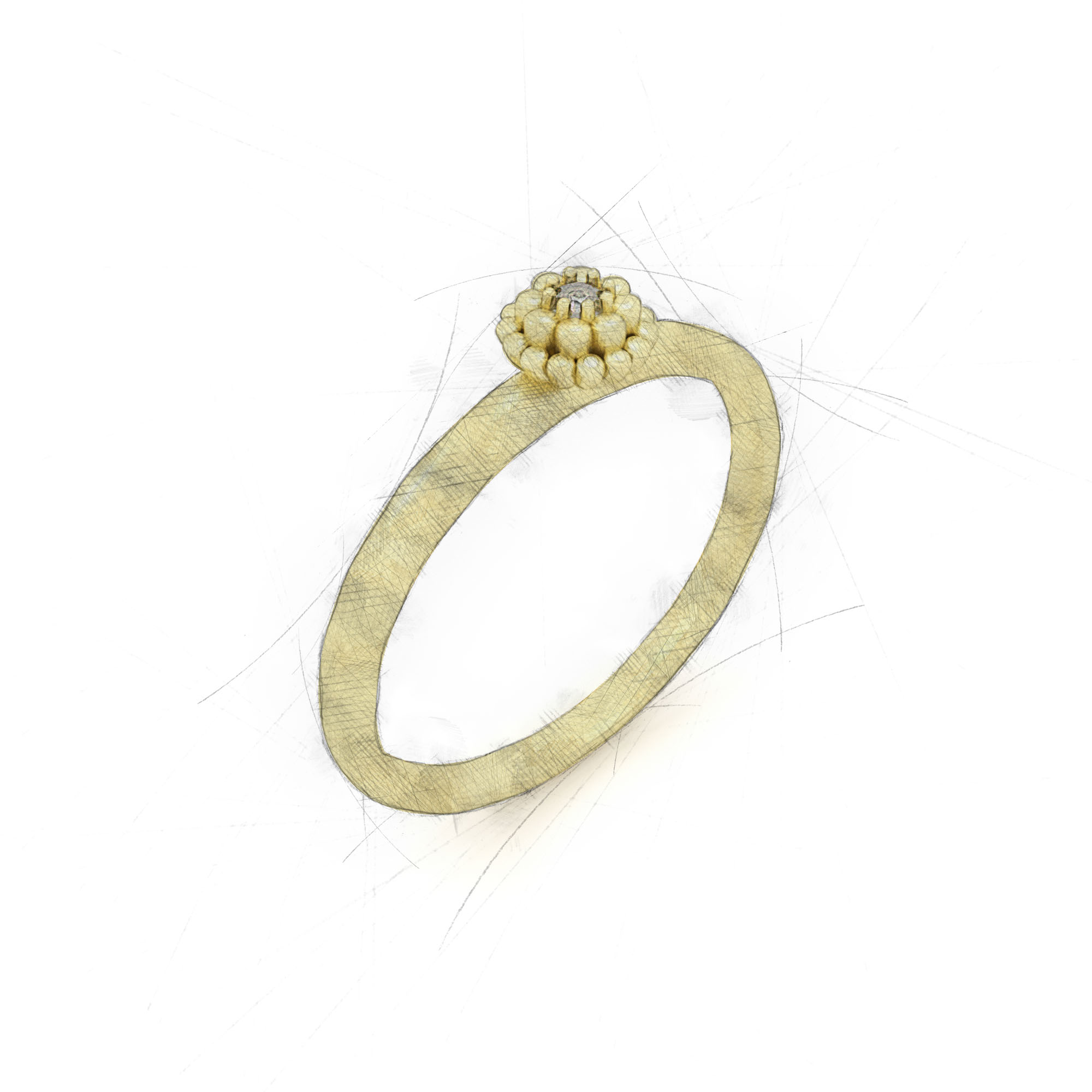 Eleganter Ring mit einem Brillant in einer Blüte von Filiotti